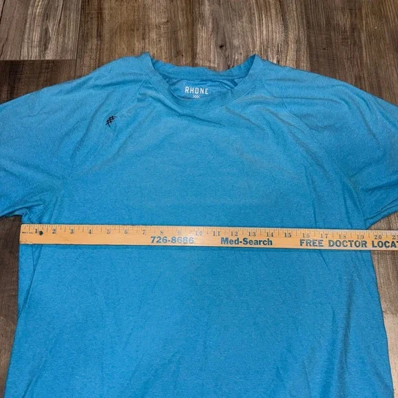 Rhone Mens Athletic Performance T Shirt Blue Short Sleeve Training Gym Size L - Picture 4 of 6